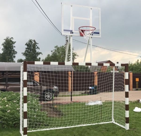 Ворота 3х2 м, с баскетбольным щитом из оргстекла фото